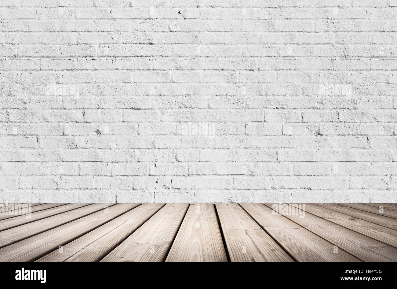 Abstract Empty Interior Background With Wooden Floor And White Brick Wall Stock Photo Alamy