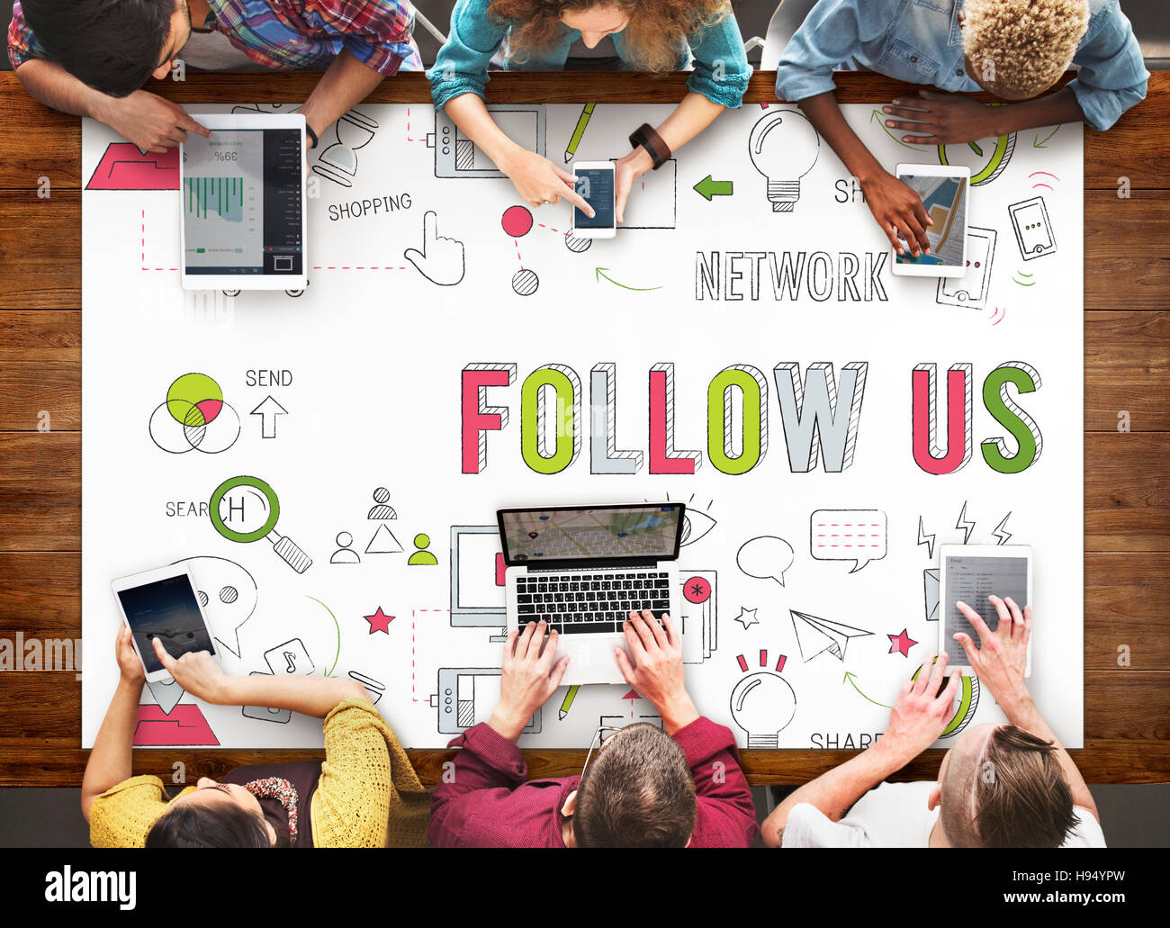Follow Us Social Network Connect Social Media Concept Stock Photo - Alamy