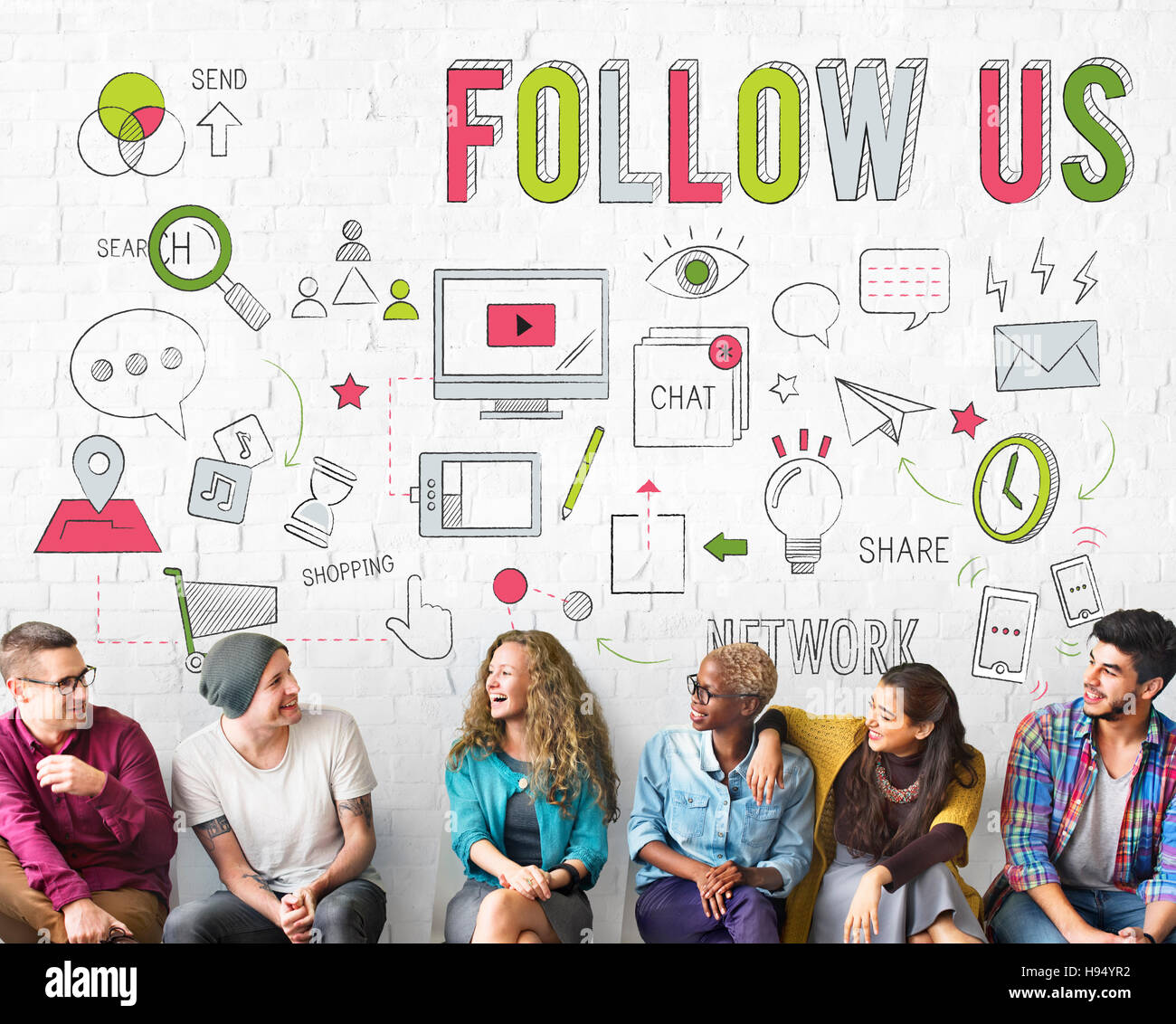 Follow Us Social Network Connect Social Media Concept Stock Photo - Alamy