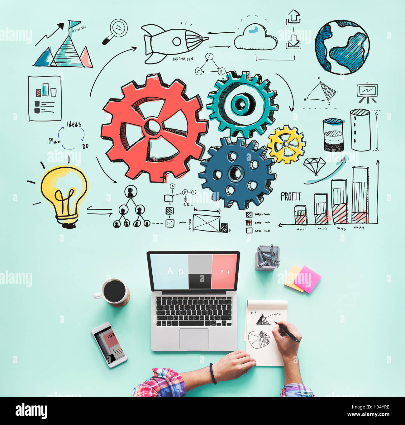 Cog Graphics Business System Analysis Concept Stock Photo - Alamy