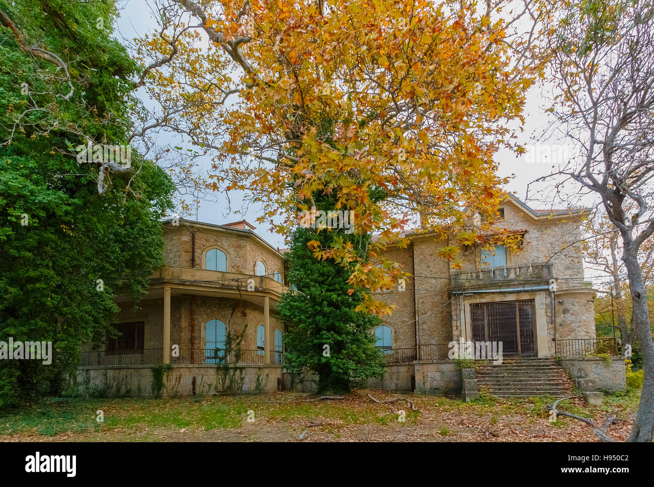 Tatoi Palace ruins in Greece, the summer palace and 10,000 acre estate of the former Greek Royal Family Stock Photo