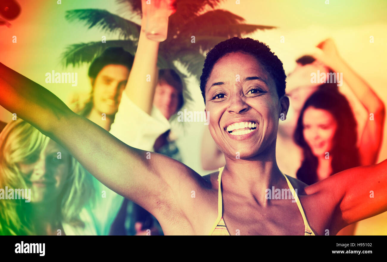 People Celebration Beach Party Summer Holiday Vacation Concept Stock
