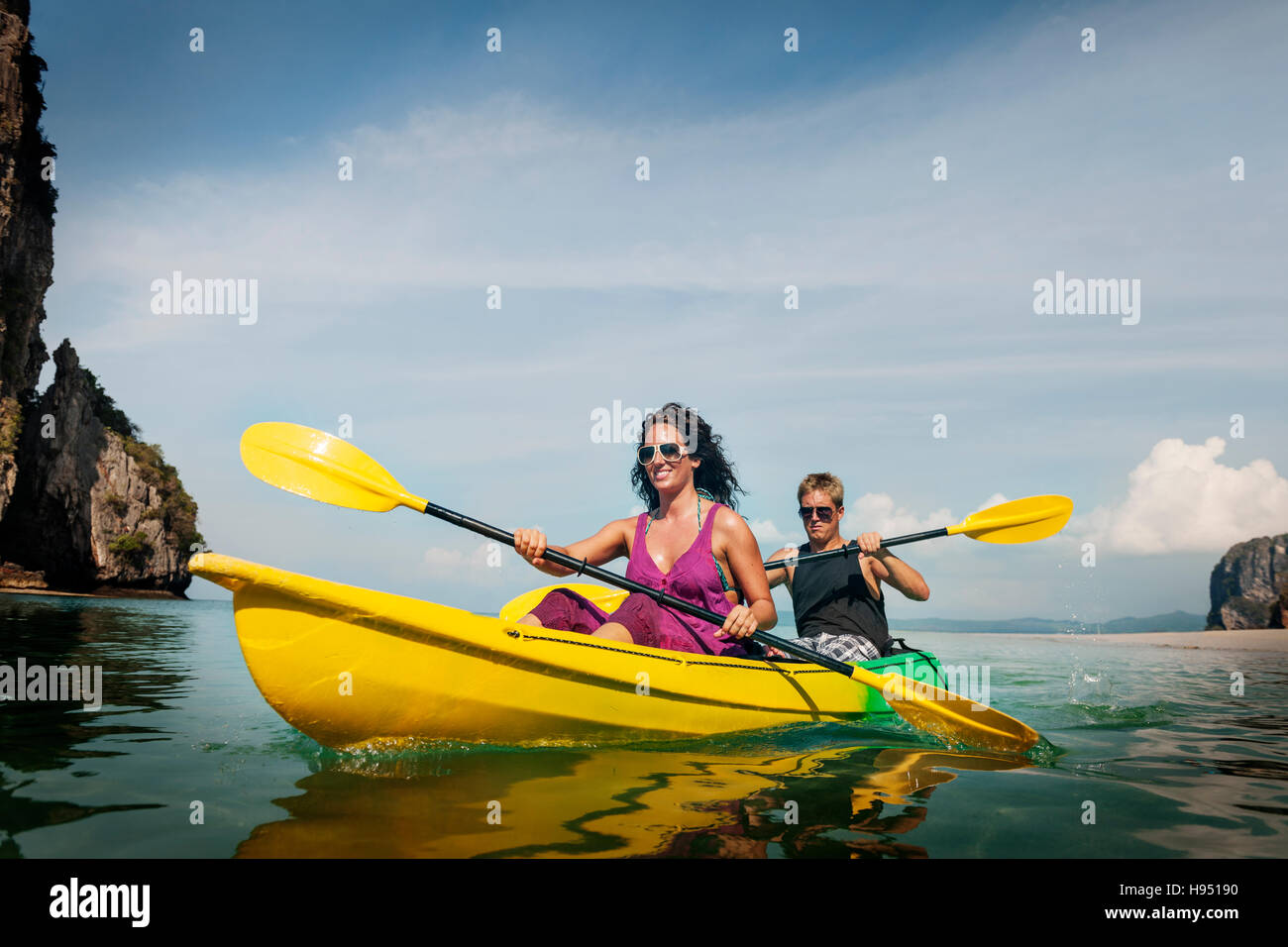 Kayaking Fun Activity Holiday Recreation Concept Stock Photo - Alamy