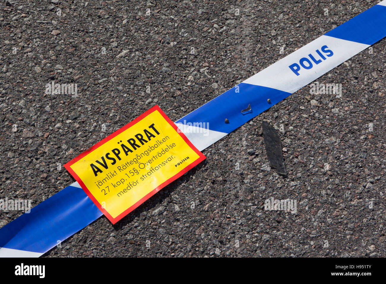 Police have cordoned off a crime scene. Stock Photo