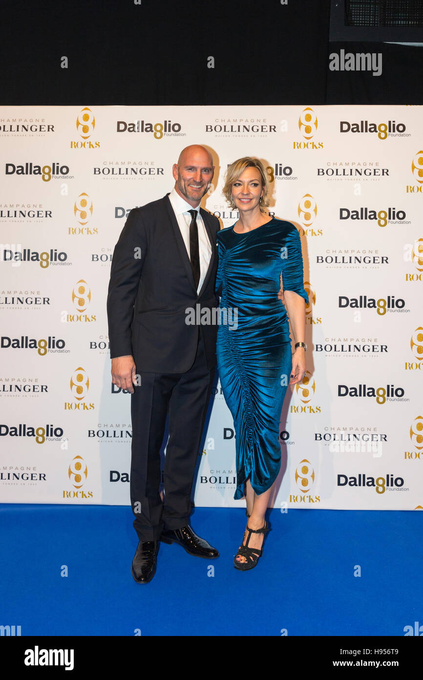 London, UK, 18th Nov 2016.Lawrence Dallaglio, ex England rugby captain and charity founder of Dallaglio Foundation, with wife Alice at 8Rocks – an annual fundraising event for RugbyWorks, their social inclusion programme for disengaged teenagers, held at Battersea Evolution. Credit:  Imageplotter News and Sports/Alamy Live News Stock Photo