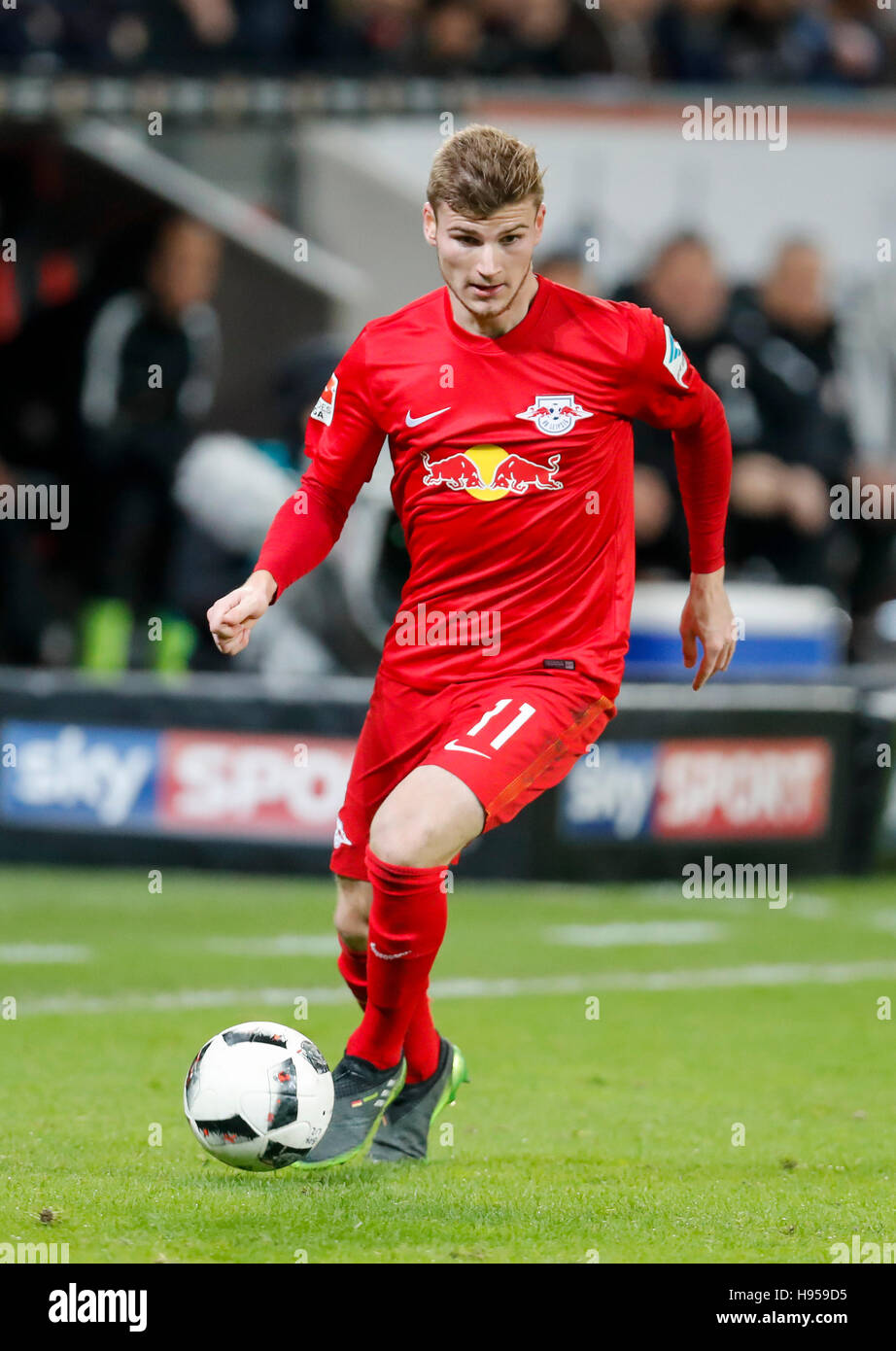 Leverkusen, Germany. 18th Nov, 2016. Timo WERNER, RB Leipzig 11 Action with  ball, whole figure, release, single image, portrait, action, whole body,  single shot, action ball acceptance, ball handling, BAYER 04 LEVERKUSEN -