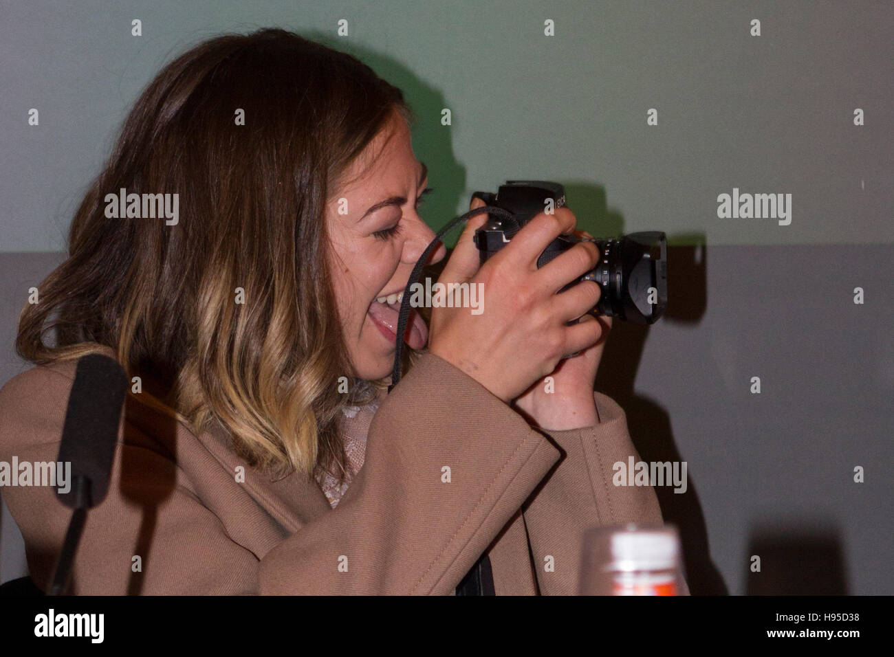 Torino, Italy. 19th Nov, 2016. Actress Analeigh Tipton taking pictures during a press conference at Torino Film Festival Stock Photo