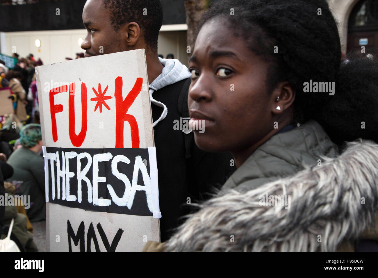 London, UK. 19th Nov, 2016. National Union of Students (NUS) and the University and College Union (UCU) demonstration United For Education calling for free, accessible and quality further and higher education across the UK. students carry placards during protest calling for a end to the marketisation of university and college education. Credit:  Thabo Jaiyesimi/Alamy Live News Stock Photo