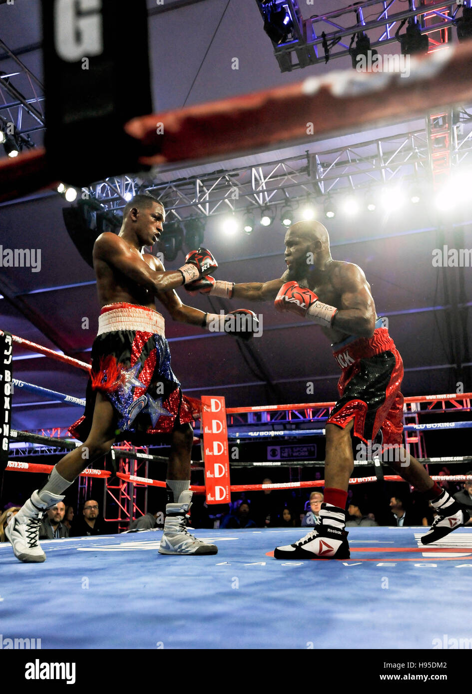 Las Vegas, Nevada November 18, 2016 - Reynaldo Blanco battles Demond Brock at “Knockout Night at the D”  presented by the D Las Vegas and DLVEC and promoted by Roy Jones Jr. Stock Photo