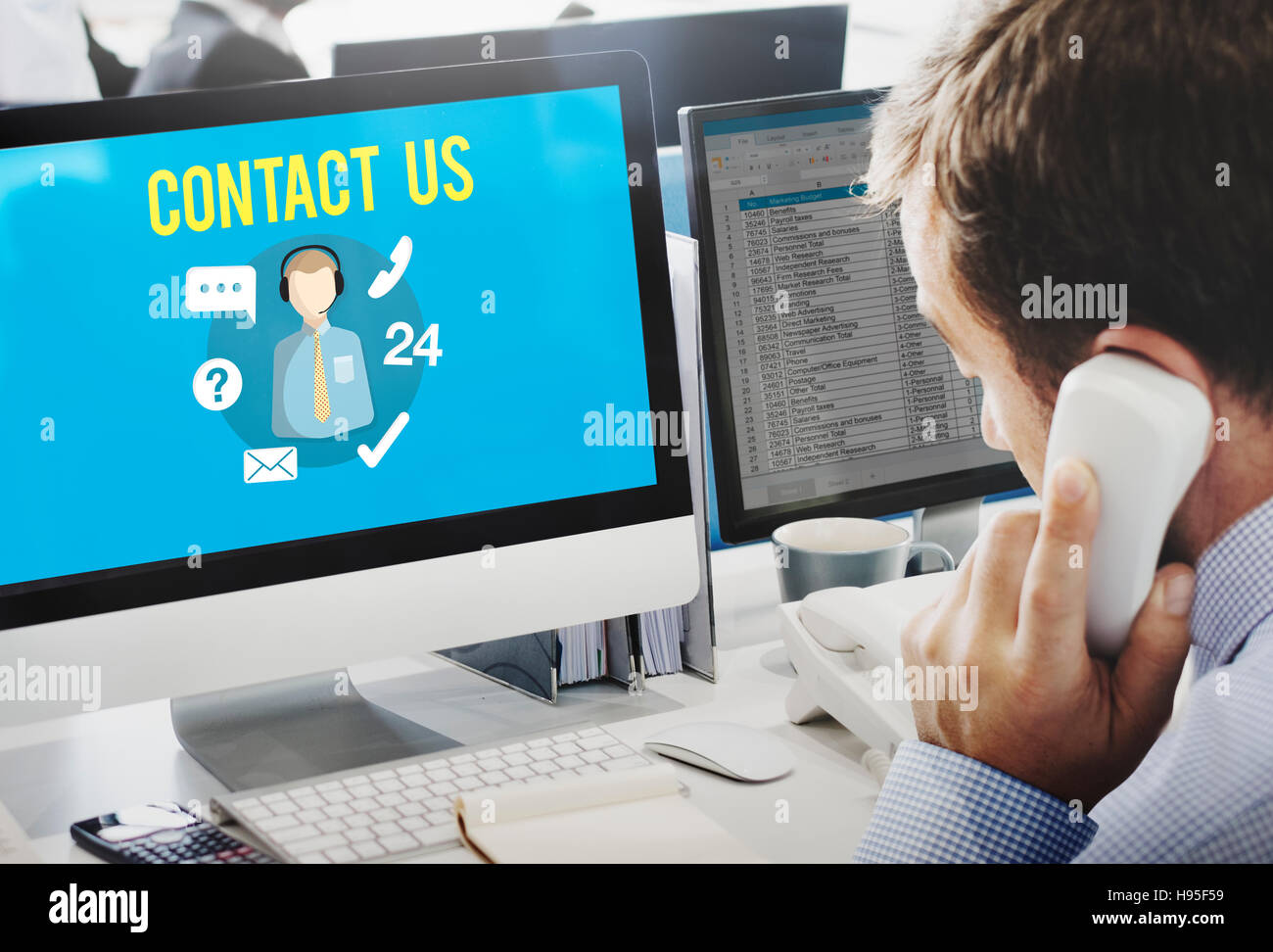 Ask us Buy Online Consult Contact us Customer Support Concept Stock Photo