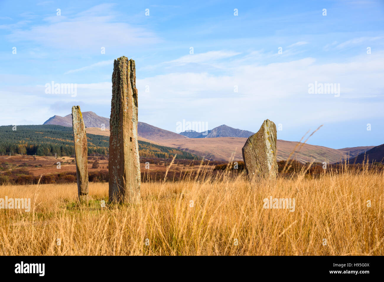 Machrie Moor stone circles, Isle of Arran, North Ayrshire, Scotland Stock Photo