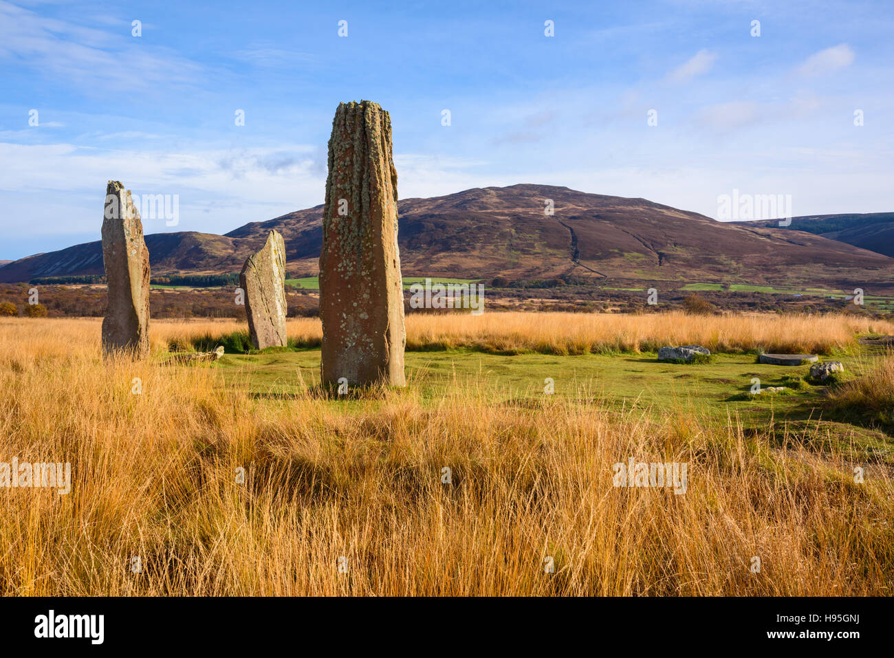 Machrie Moor stone circles, Isle of Arran, North Ayrshire, Scotland Stock Photo