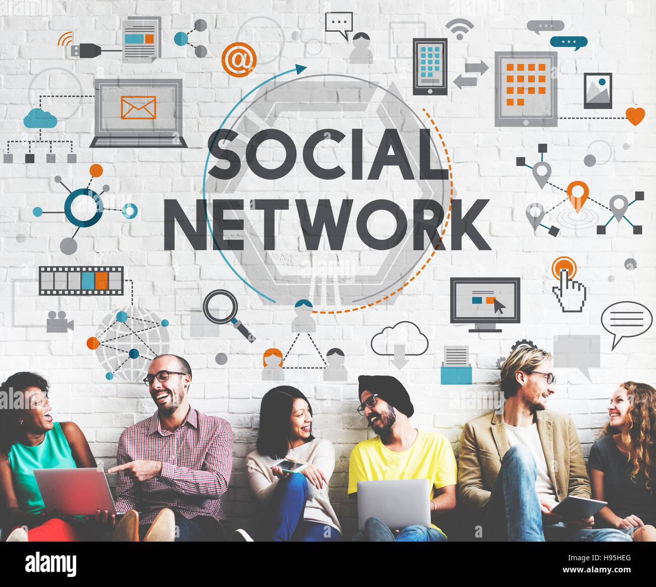 Social Network Communication Media Technology Concept Stock Photo