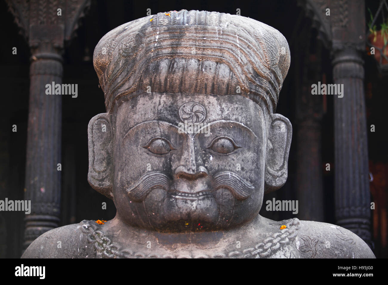 Statue of a wrestler at the Nyatapola Temple in Bhaktapur. Nepal. Stock Photo