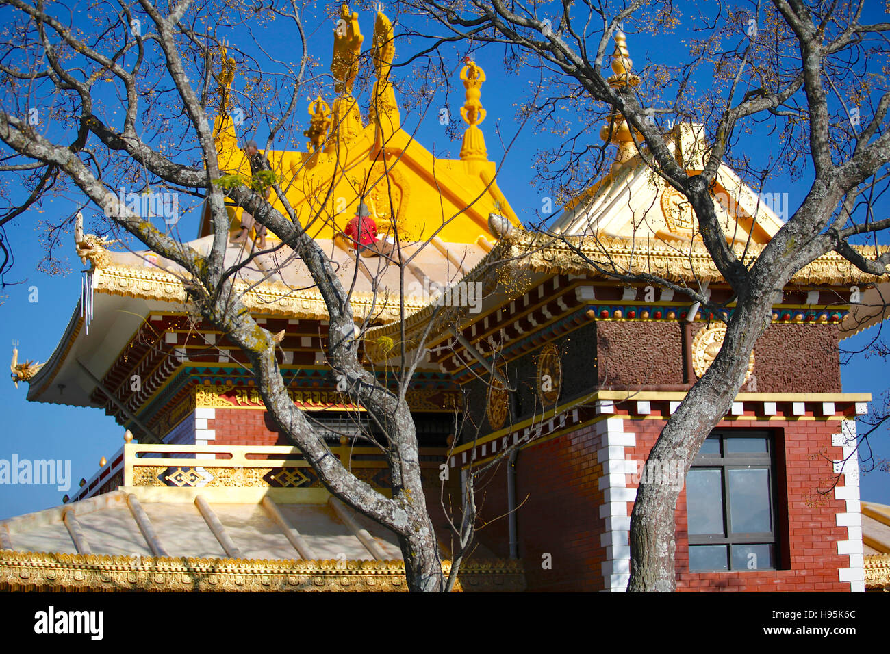 The Thrangu Tashi Yangtse Buddhist monastery in Namo Buddha. Nepal. Stock Photo