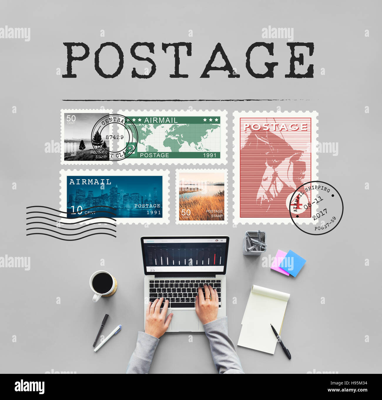 Postage Letter Parcel Stamp Mail Graphic Concept Stock Photo Alamy