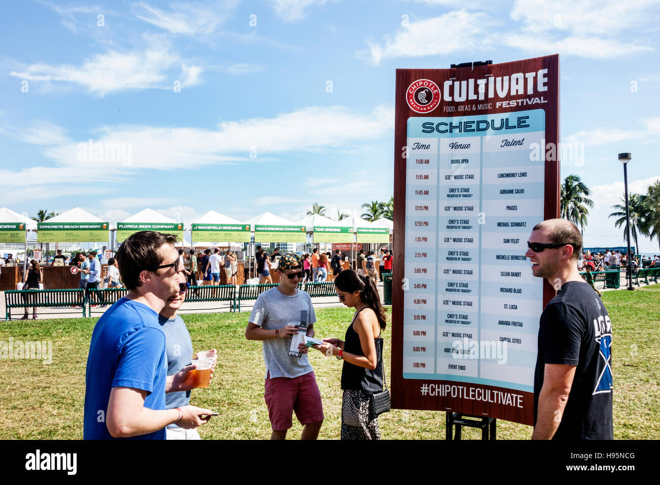 Miami Florida,Bayfront Park,Chipotle Cultivate Festival,sign,schedule,events,FL161113062 Stock Photo