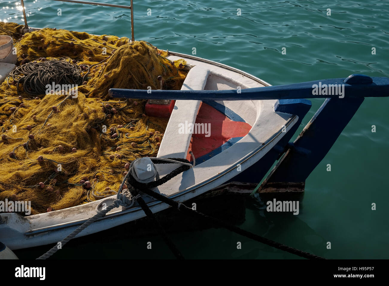 Small traditional fishing boat, made of wood, coloured, painted, Sicily  Stock Photo - Alamy
