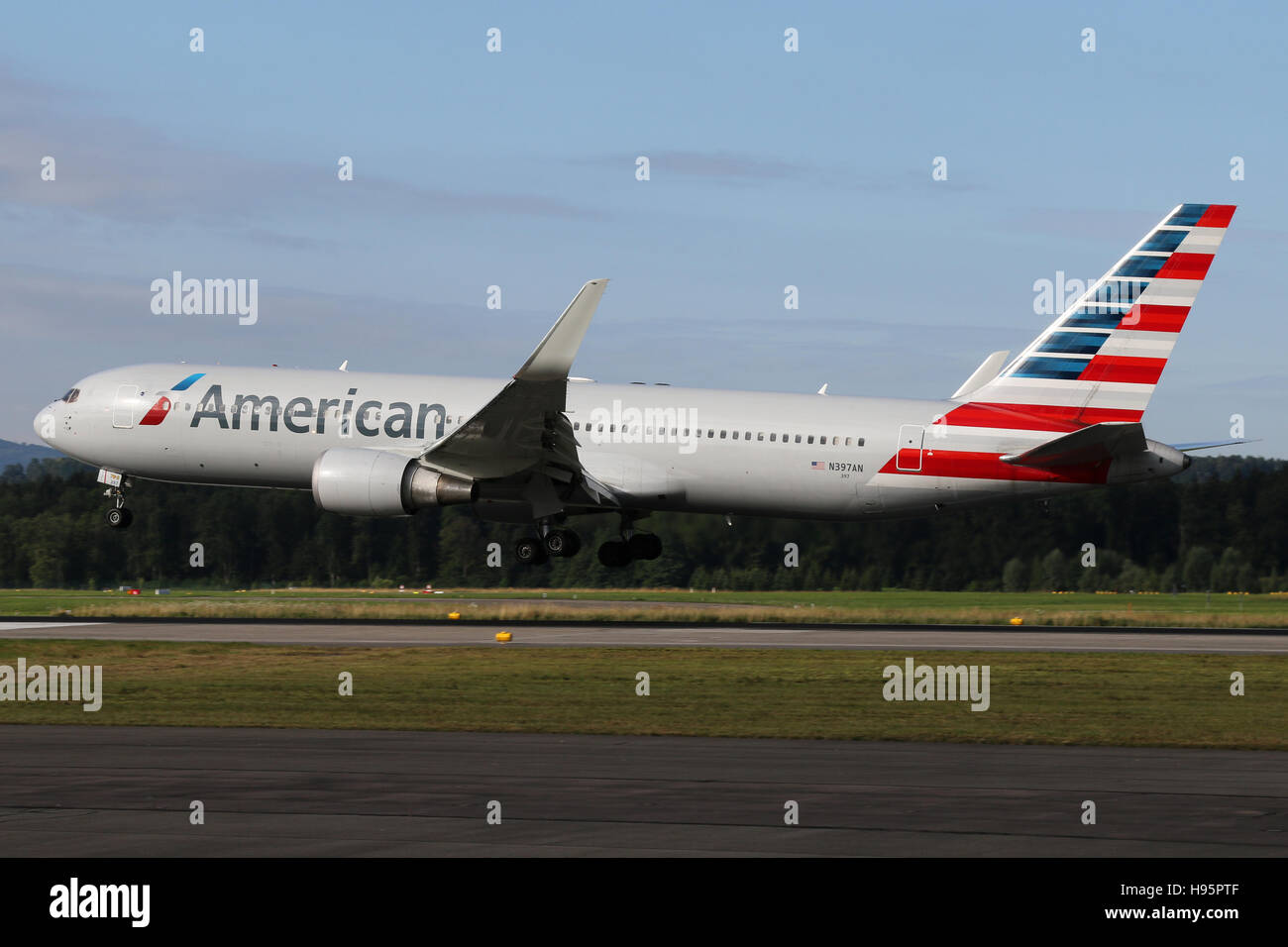 Zurich, Switzerland July 29, 2016 American Airlines, Boeing 767 is