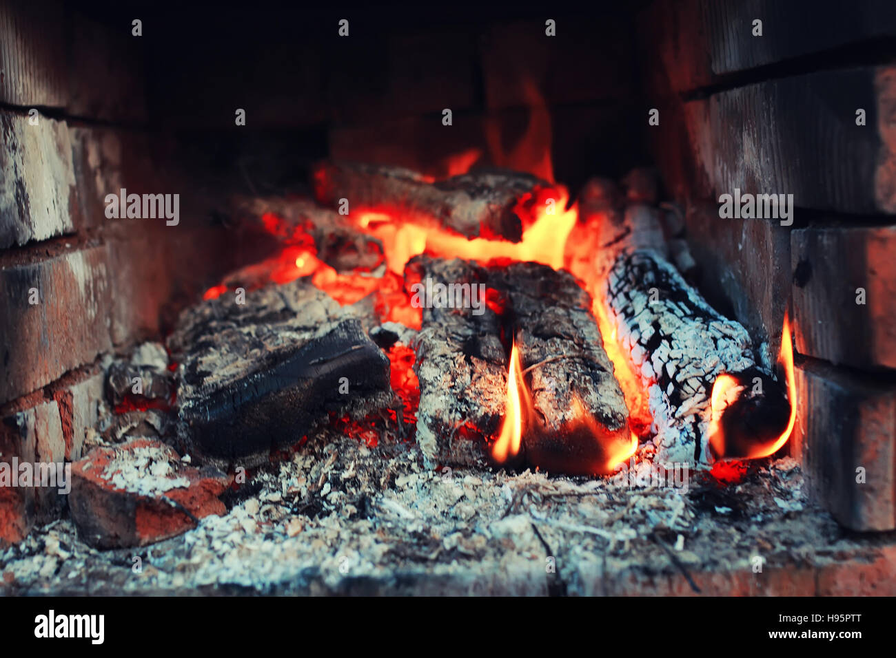 old oven with flame fire Stock Photo Alamy