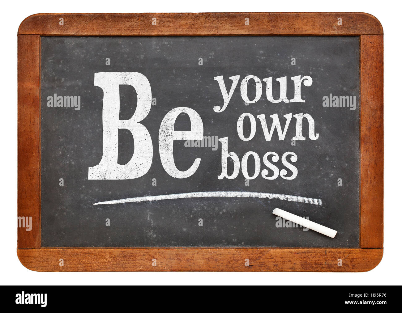 Be your own boss  - white chalk text on a vintage slate blackboard Stock Photo