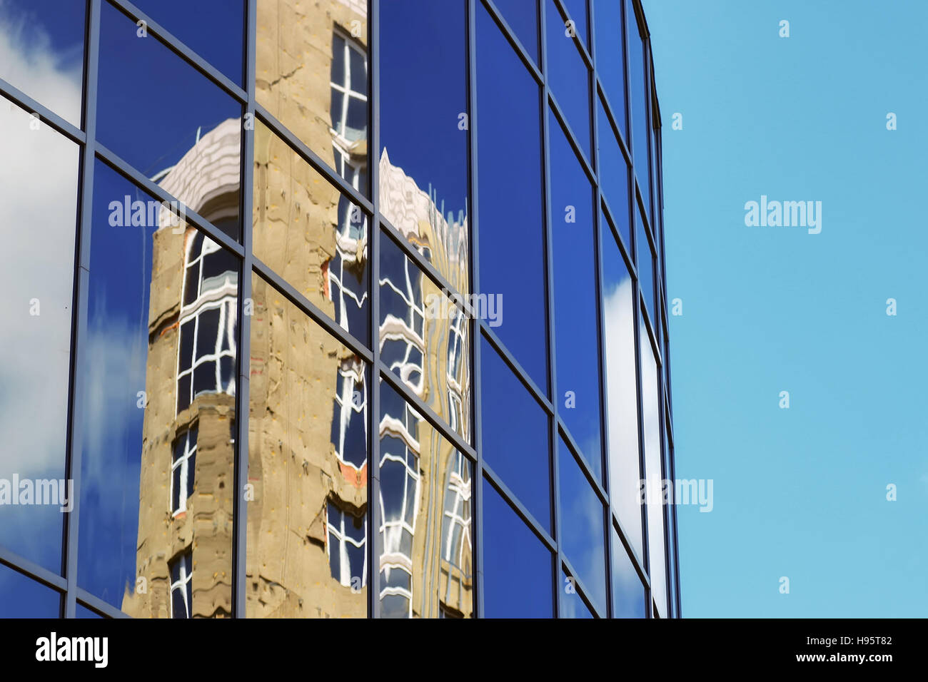 glass office building reflection sky cloud Stock Photo - Alamy