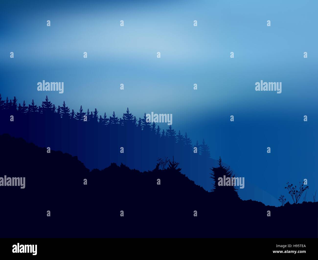 Foggy night scene on Stock Vector Images - Alamy