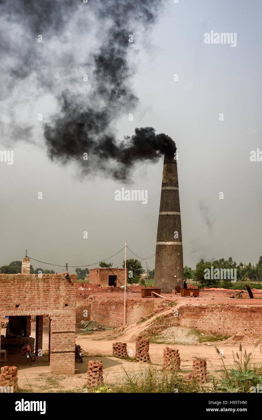 Traditional brick kiln in Pakistan Asia. Stock Photo
