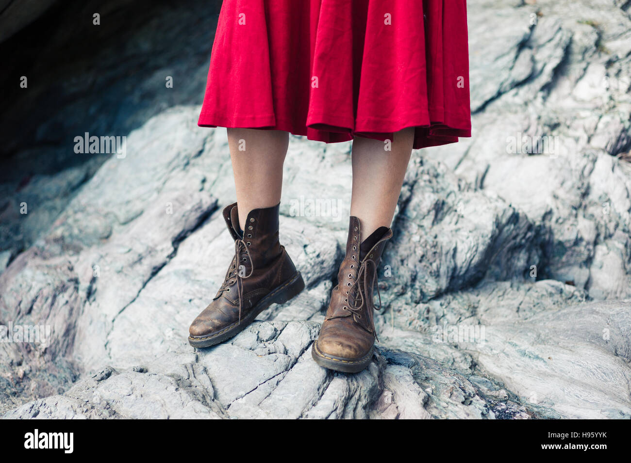 dress with hiking boots