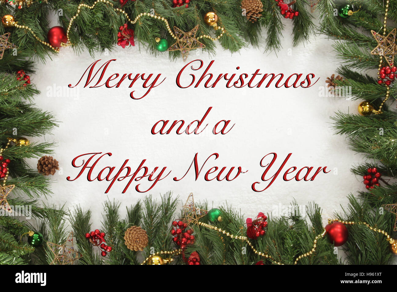 Merry Christmas and a happy new year sign Stock Photo
