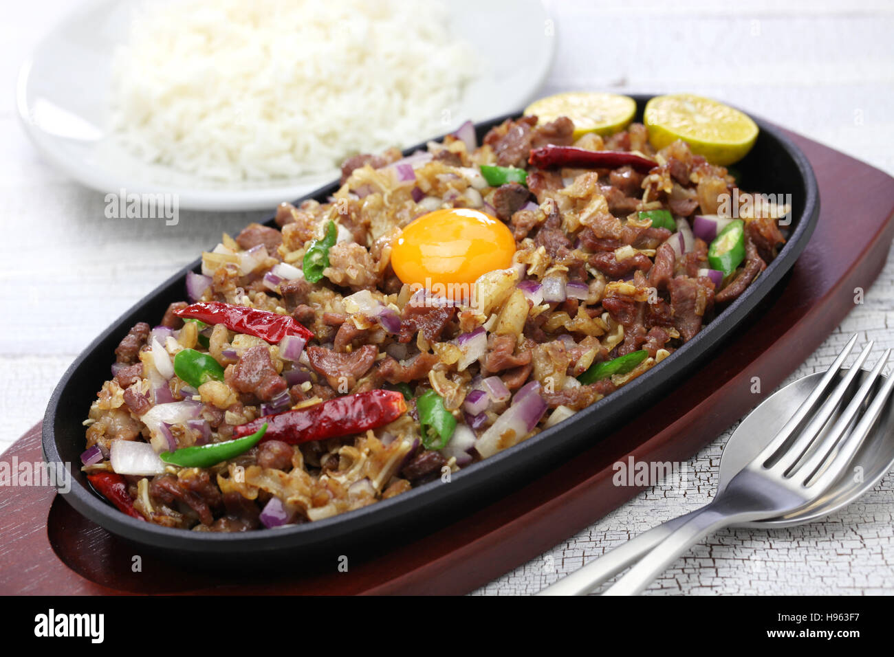 sizzling pork sisig, filipino cuisine Stock Photo