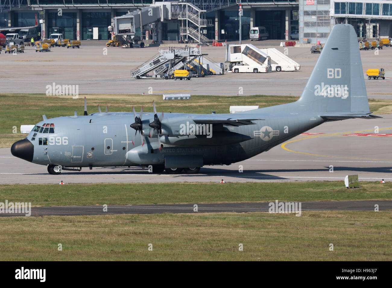 Stuttgart, Germany – September 24, 2016: US Airforce, Lockheed C130 at Stuttgart Airport Stock Photo