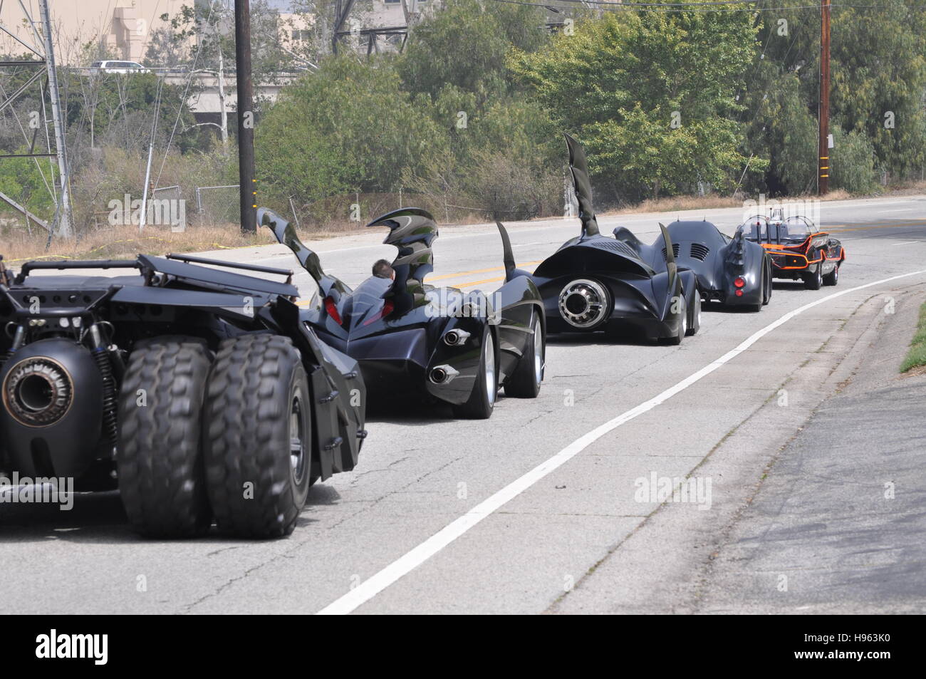 5 Batmobile's Together Stock Photo