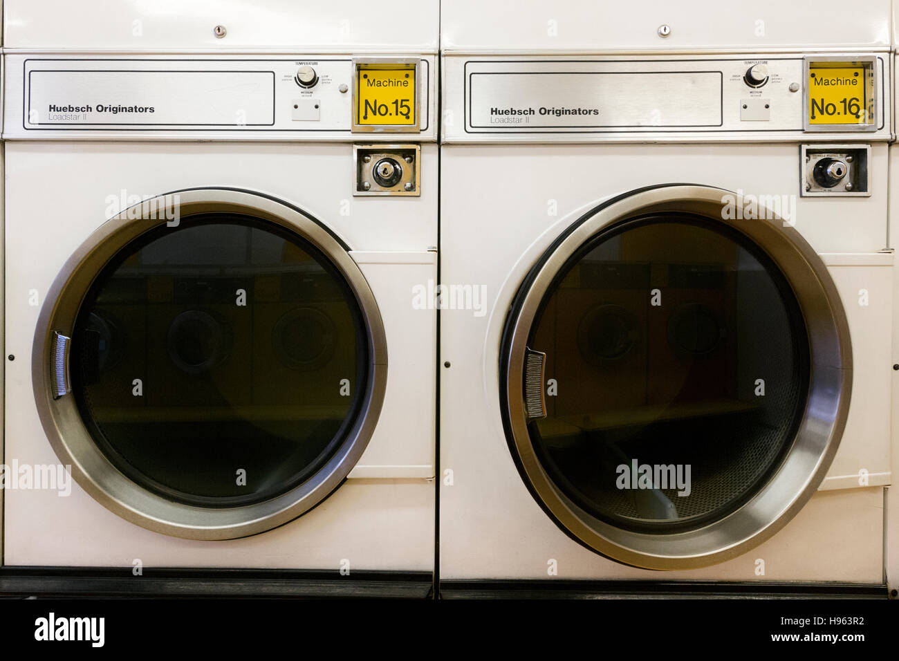Laundrette, washing, drying machines Stock Photo