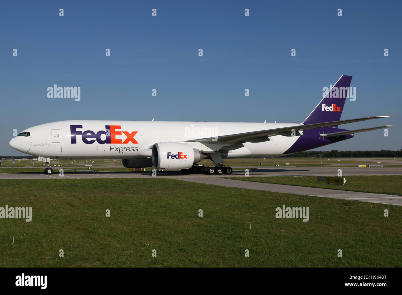 Munich, Germany August 08, 2016 FedEx, Boeing 777 at Munich Airport