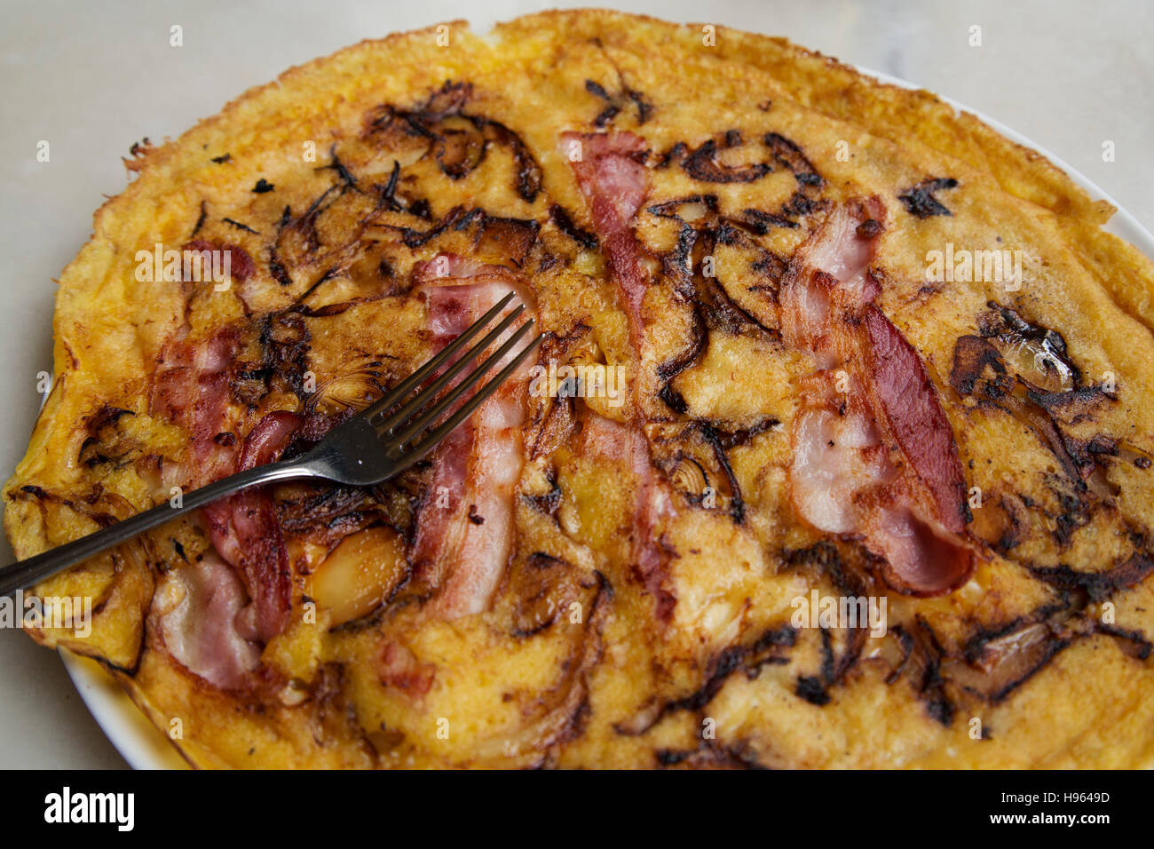 A Dutch pancake is served in Utrecht, the Netherlands. The pancake is
