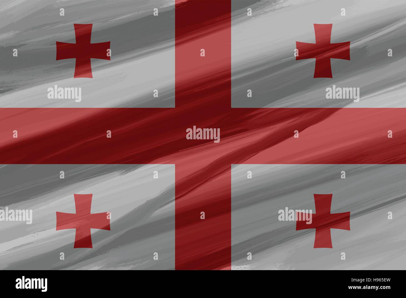 Georgia painted / drawn vector flag. Dramatic, unusual look. Vector file contains flag and texture layers Stock Vector