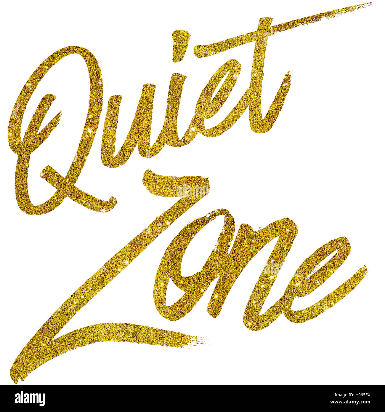 Quiet Zone Gold Faux Foil Metallic Glitter Quote Isolated Stock Photo