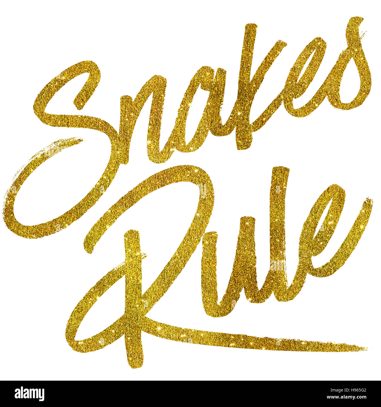 Snakes Rule Gold Faux Foil Metallic Glitter Quote Isolated Stock Photo