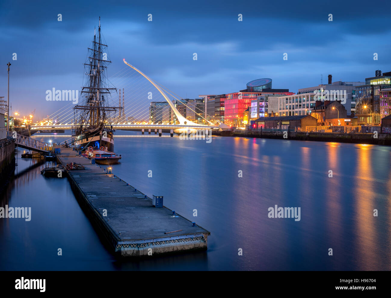 The River Liffey  is a river in Ireland, which flows through the center of Dublin. Stock Photo