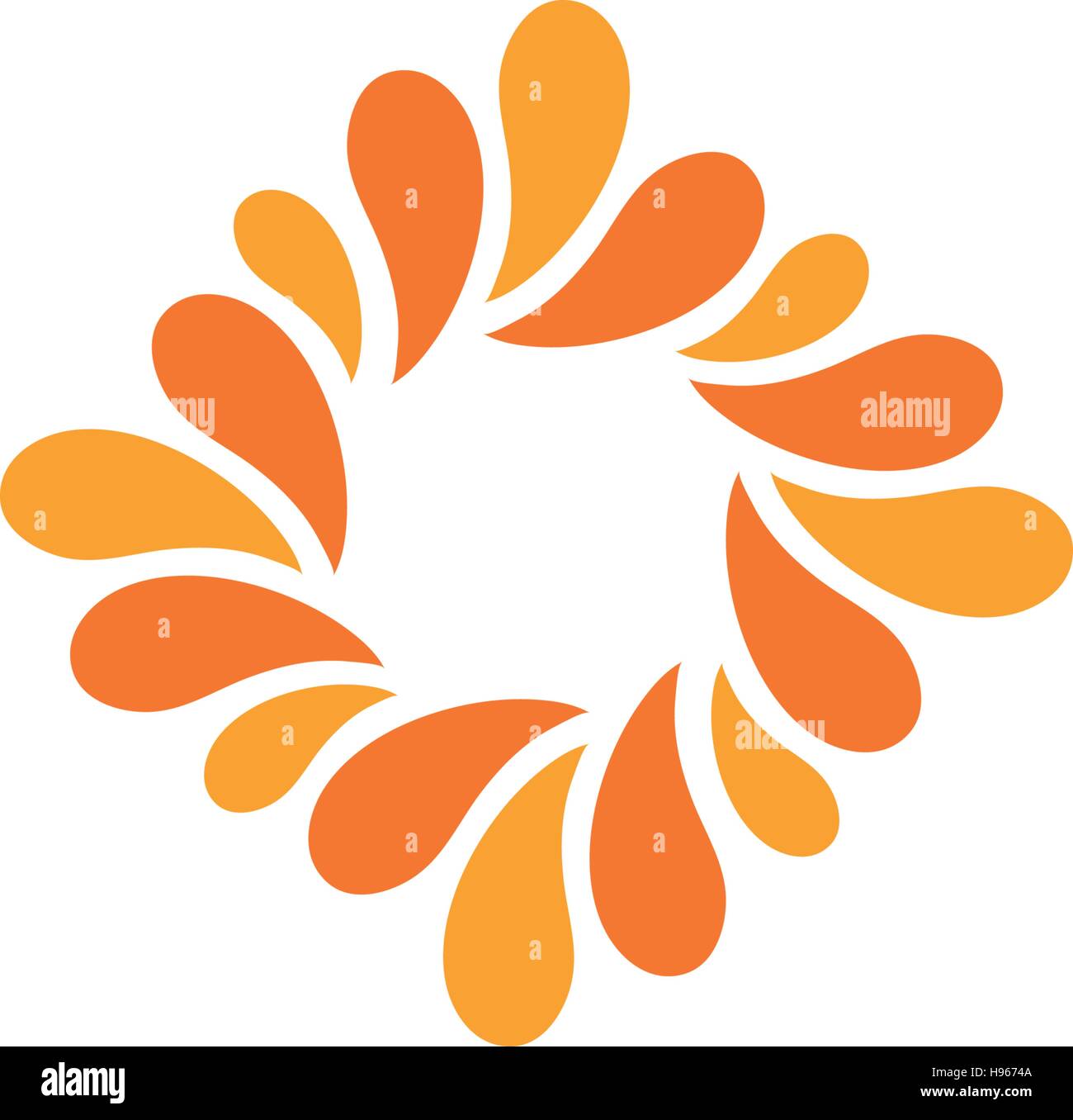 Isolated abstract orange color logo. Rhombus shape logotype. Flower petals icon. Floral decorative sign. Nature element. Vector illustration. Stock Vector