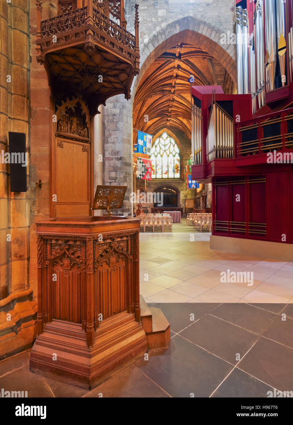 UK, Scotland, Lothian, Edinburgh, Interior view of the St Giles' Cathedral. Stock Photo