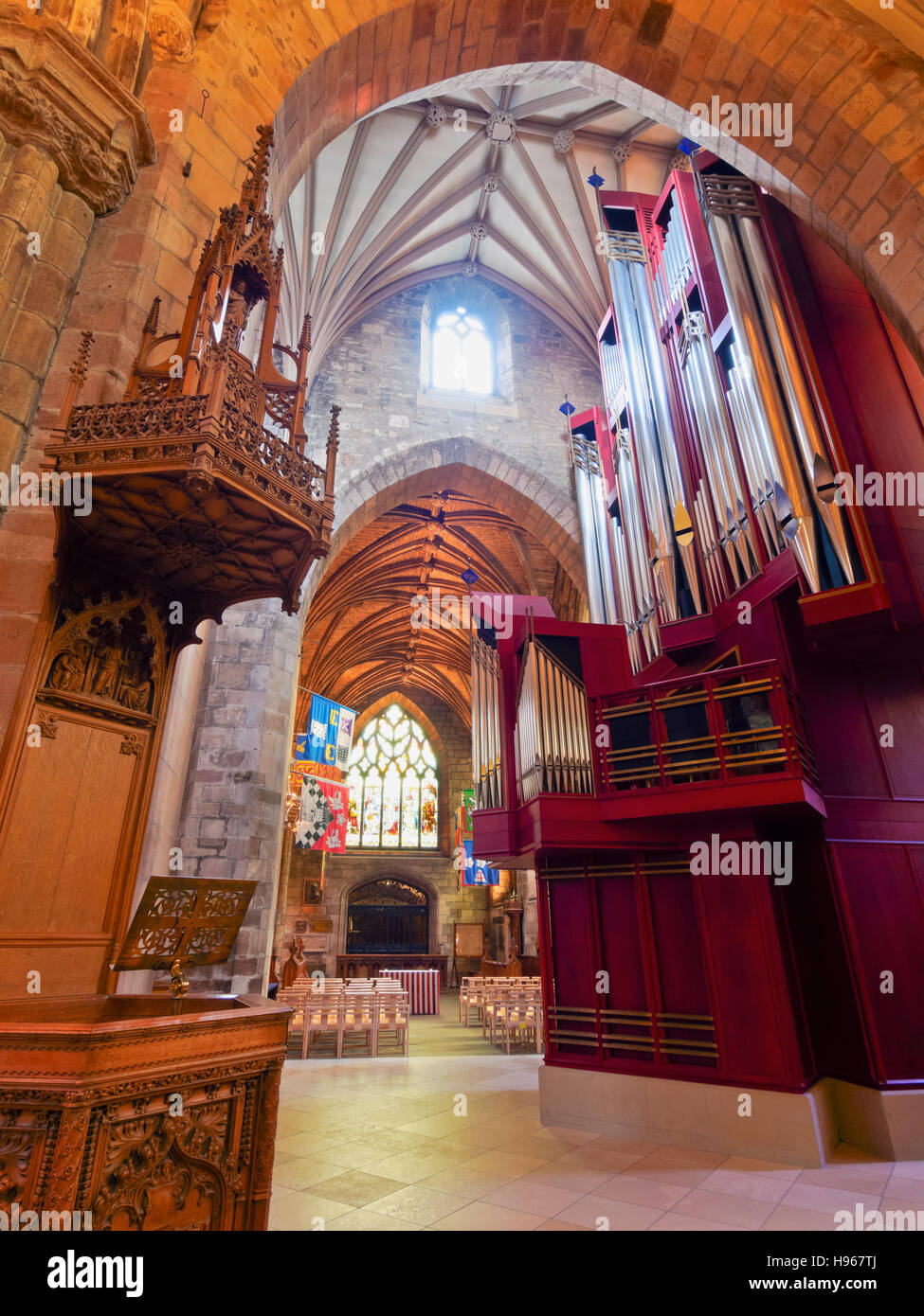UK, Scotland, Lothian, Edinburgh, Interior view of the St Giles' Cathedral. Stock Photo