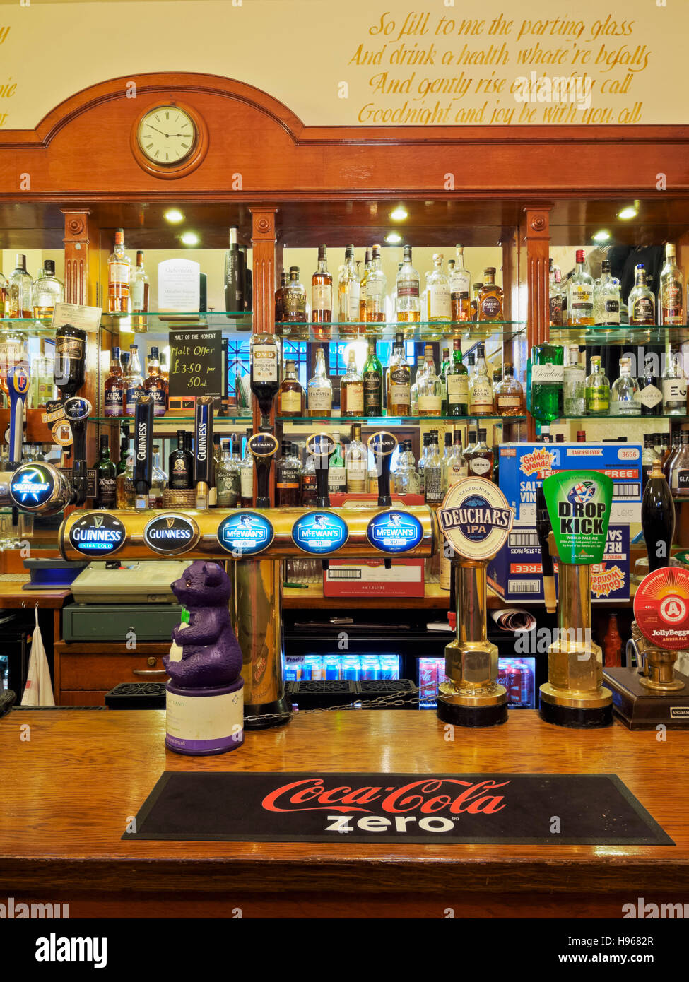 UK, Scotland, Lothian, Edinburgh, Beer selection in the Royal Oak Pub