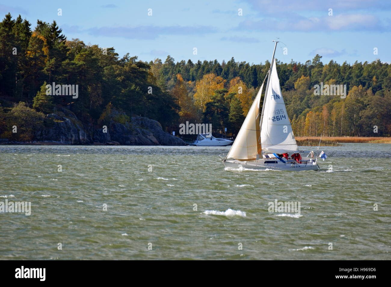 Sailing boat in Turku Archipelago, Finland Stock Photo