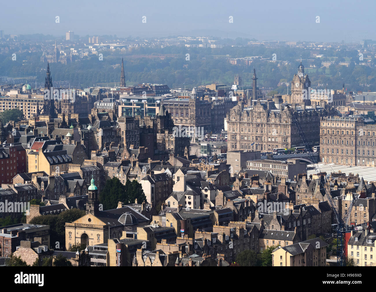UK, Scotland, Edinburgh, Holyrood Park, View towards the city center. Stock Photo