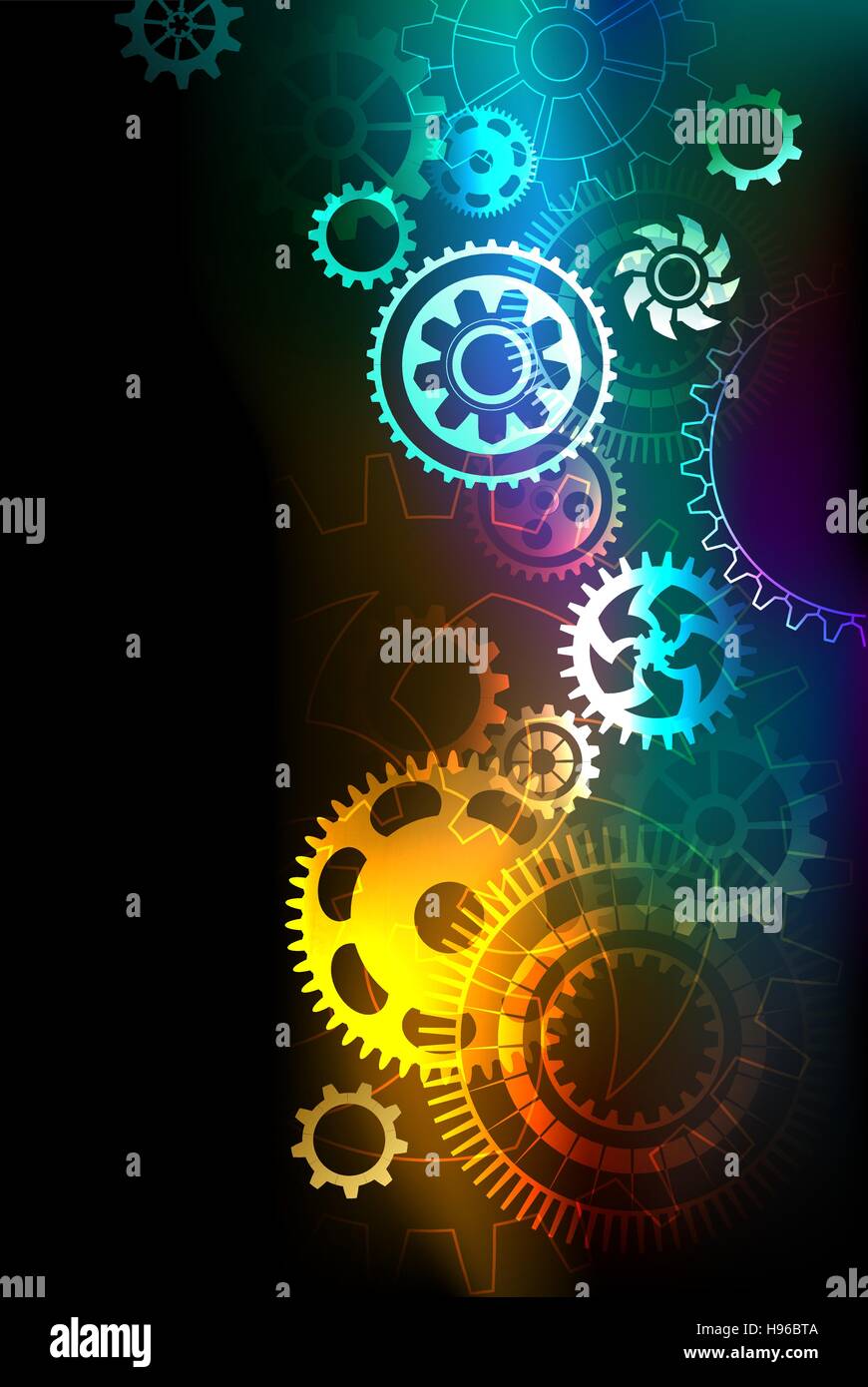 bright multicolored gears on a dark background Stock Vector Image & Art ...