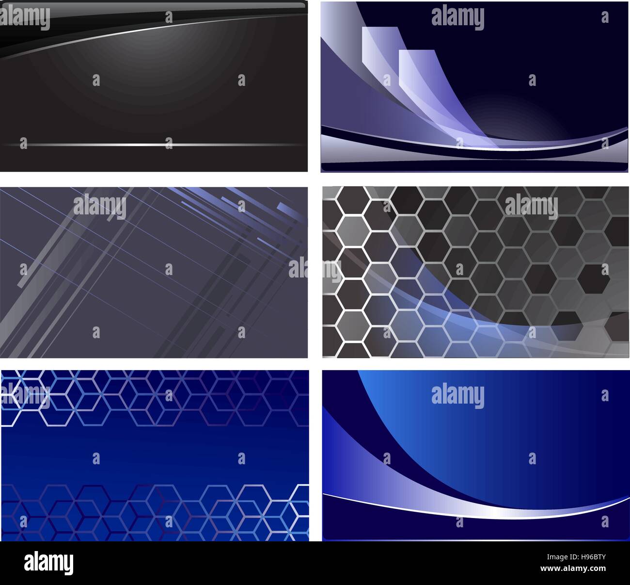 six original cards with the dark blue and black background Stock Vector ...