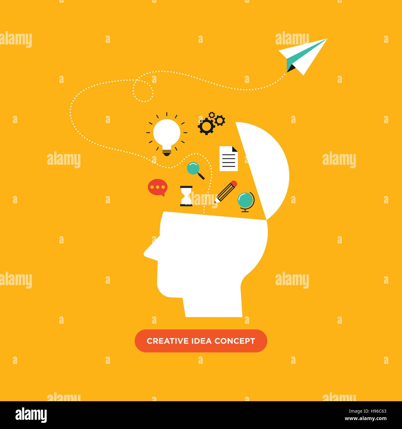 Creative idea concept, inspiration process flat design vector ...