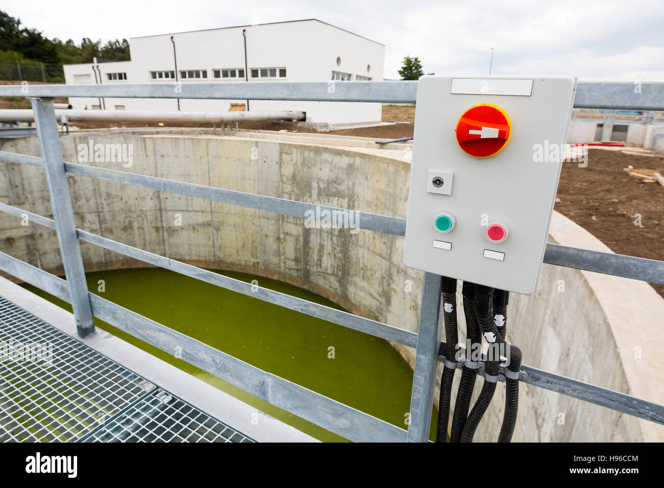 Water treatment plant switchboard. Modern urban wastewater treatment